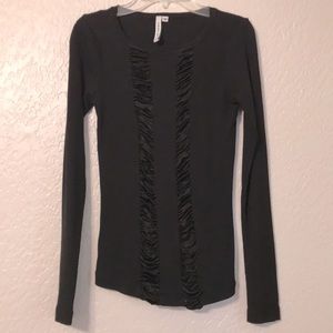 Boutique Black Rouched Long Sleeve Blouse